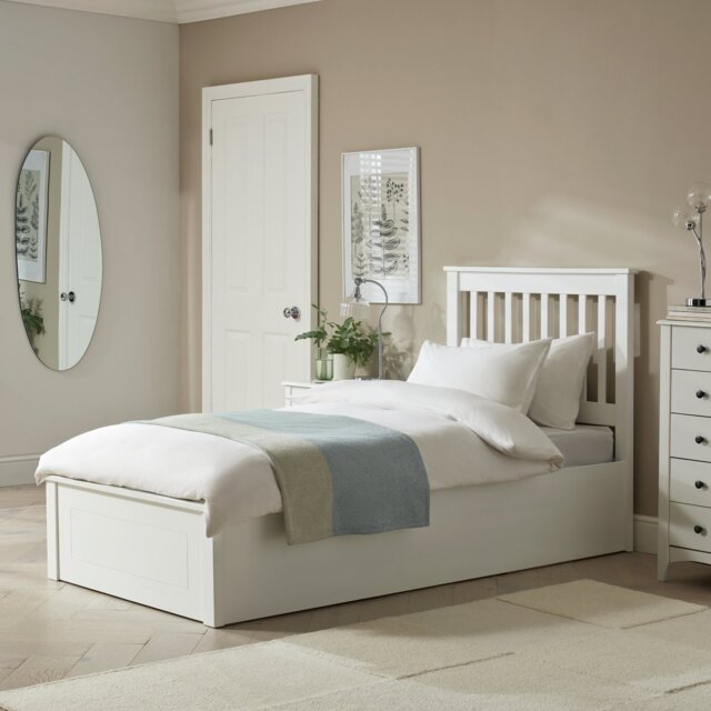 Argos Home Aspley Single Wooden Ottoman Bed Frame - White - image 1