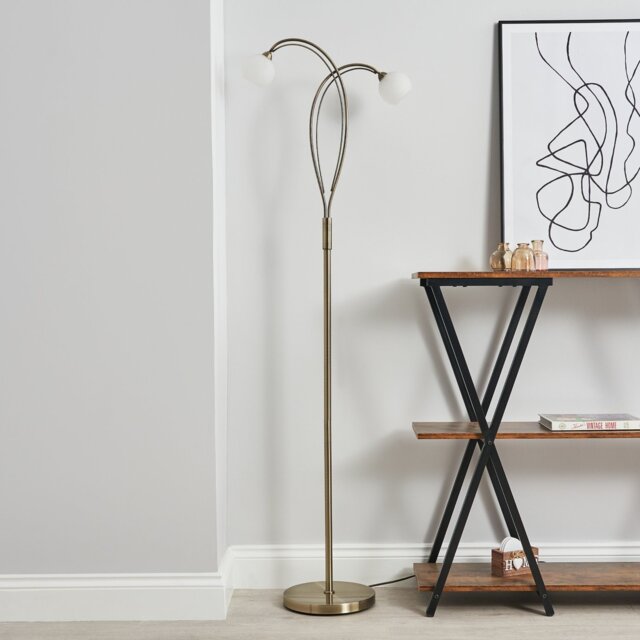 BHS Acacia 2 Light Floor Lamp - Brass - image 1
