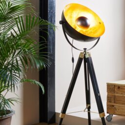 EGLO Covaleda Tripod Floor Lamp - Black & Gold - thumbnail 1