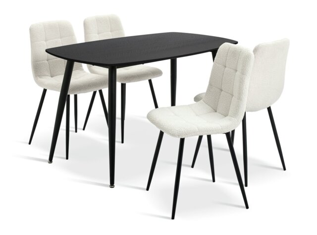 Argos Home Cobin Black Dining Table & 4 White Chairs - image 1