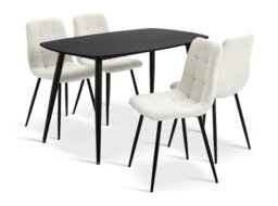 Argos Home Cobin Black Dining Table & 4 White Chairs - thumbnail 1