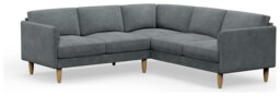 Hutch Plus Velvet Curve Arm 5 Seater Corner Sofa- Slate Grey - thumbnail 1