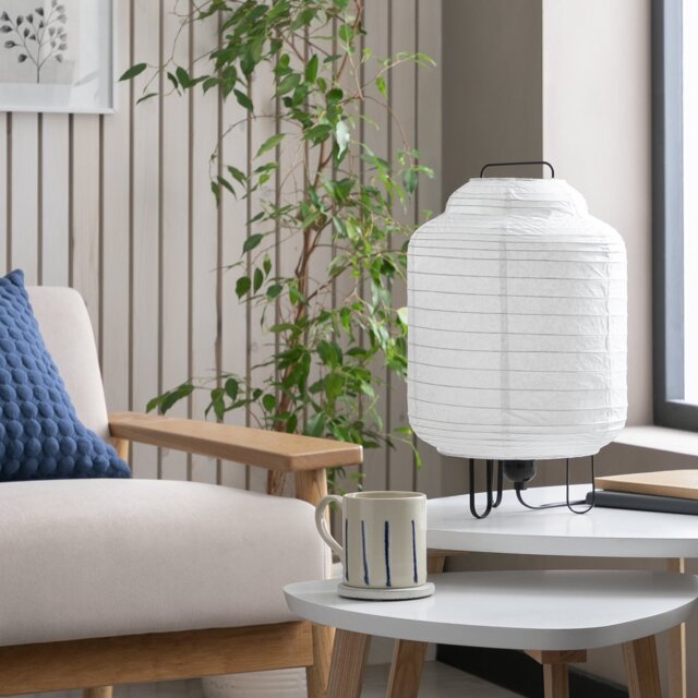 Habitat Boulle Japonais 37cm Steel Paper Table Lamp - White - image 1