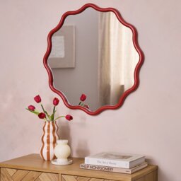 Habitat Red Coral Wavy Round Wall Mirror - 72x72cm - thumbnail 1