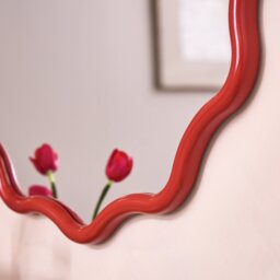 Habitat Red Coral Wavy Round Wall Mirror - 72x72cm - thumbnail 2