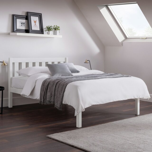 Julian Bowen Luna Double Wooden Bed  Frame - White - image 1