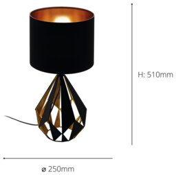 EGLO Carlton 5 Steel Table Lamp - Black & Copper - thumbnail 2