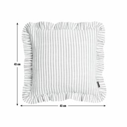 Habitat Stripe Ruffle Cushion - Olive - 43x43cm - thumbnail 2