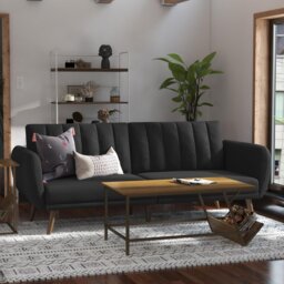 Novogratz Brittany Fabric Clic Clac Sofa Bed - Dark Grey - thumbnail 1