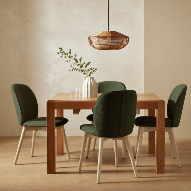 Habitat Drio Extending Oak Dining Table & 4 Green Chairs - image 1
