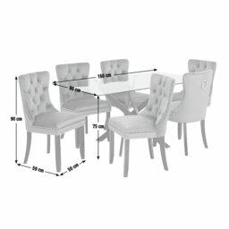 Argos Home Blake Black Dining Table & 6 Charcoal Chairs - thumbnail 2