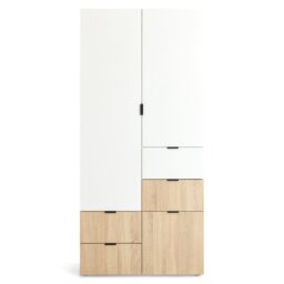 Argos Home Zeke 2 Door 4 Drawer Wardrobe - White & Oak - thumbnail 1