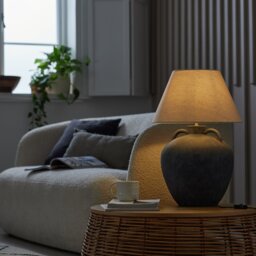 Habitat 59cm Oversized Ceramic Table Lamp - Grey & White - thumbnail 2