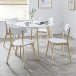 Julian Bowen Casa Pair of Dining Chairs - White & Oak - thumbnail 1