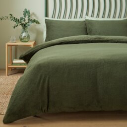 Argos Home Teddy Fleece Green Bedding Set - Single - thumbnail 1