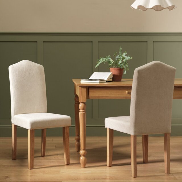 Argos Home Midback Pair of Fabric Dining Chairs - Cream - image 1