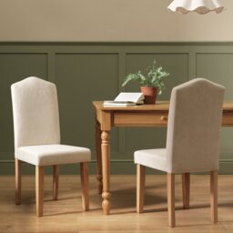 Argos Home Midback Pair of Fabric Dining Chairs - Cream - thumbnail 1