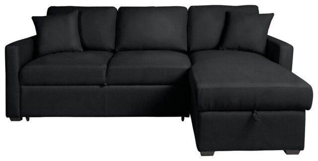 Habitat Reagan Right Hand Faux Leather Storage Sofa Bed - Black - image 1