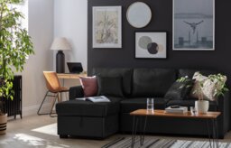 Habitat Reagan Right Hand Faux Leather Storage Sofa Bed - Black - thumbnail 2