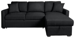 Habitat Reagan Right Hand Faux Leather Storage Sofa Bed - Black - thumbnail 1