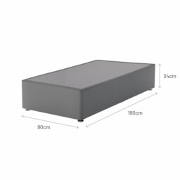 Sealy Pewter Single Divan Bed - Grey - thumbnail 2