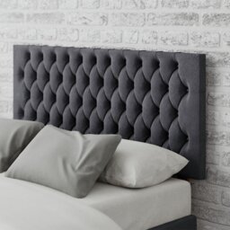 Aspire Monroe Velvet Superking Headboard - Steel - thumbnail 1