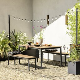 Habitat Loft Living 6 Seater Wooden Patio Set - Natural - thumbnail 1