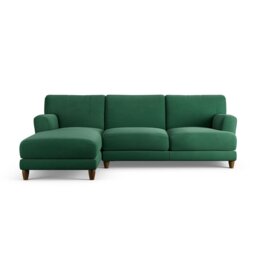 Habitat Askem Fabric Left Hand Corner Sofa- Green - Dark Leg