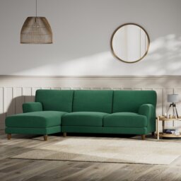 Habitat Askem Fabric Left Hand Corner Sofa- Green - Dark Leg - thumbnail 2