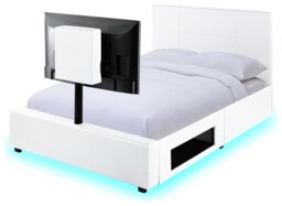 XR Living Ava Double Faux Leather TV LED Bed Frame - White