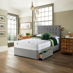 Silentnight Knightly Superking 2 Drawer Divan Bed - Grey - thumbnail 1