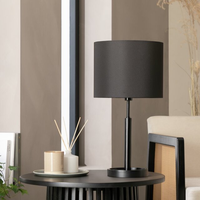 Argos Home Gloss 47cm Pine Wood Table Lamp - Black - image 1