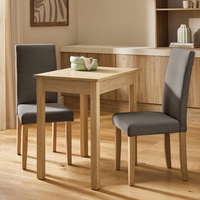 Argos Home Sendi Natural Dining Table and 2 Brown Chairs - image 1