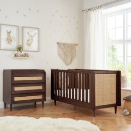 Tutti Bambini Japandi 2Piece Nursery Furniture Set- Walnut - thumbnail 1