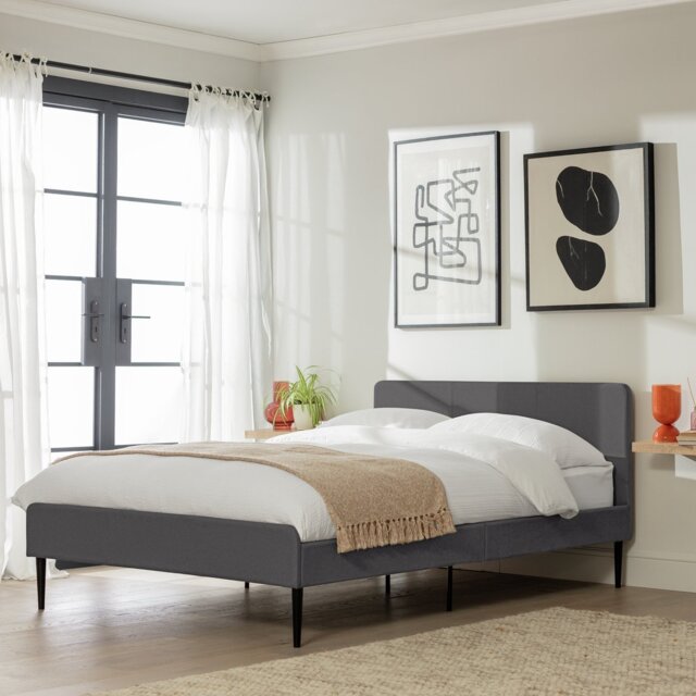 Argos Home Kristopher Small Double Fabric Bed Frame - Charcoal - image 1