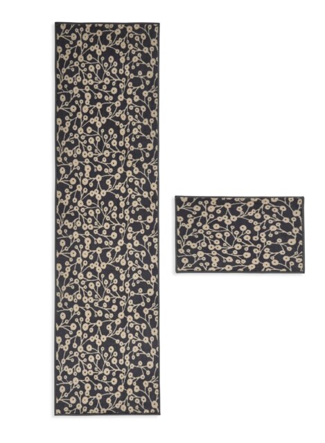 Argos Home Washable Floral Black Runner & Mat Set - 180x57cm - image 1
