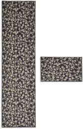Argos Home Washable Floral Black Runner & Mat Set - 180x57cm - thumbnail 2