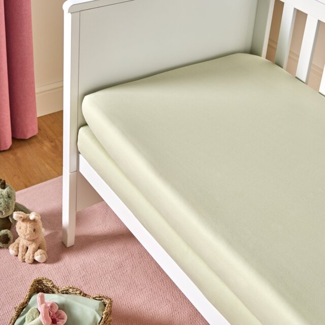 Argos Home Nursery Cotton Jersey 2 Pack Green Fitted Sheets - Crib - image 1