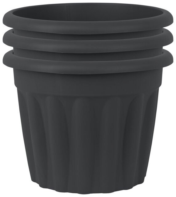 Wham 40cm Round Vista Plastic Planter - Set of 3, Slate - image 1