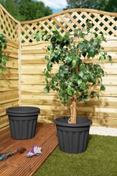 Wham 40cm Round Vista Plastic Planter - Set of 3, Slate - thumbnail 2