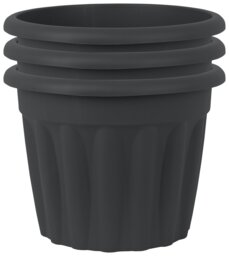 Wham 40cm Round Vista Plastic Planter - Set of 3, Slate - thumbnail 1