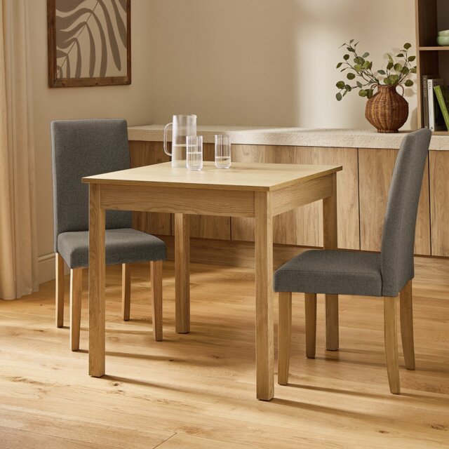 Argos Home Sendi Square Natural Dining Table& 2 Brown Chairs - image 1