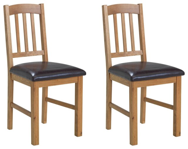 Argos Home Pair of 2 Oak Dining Chairs - image 1