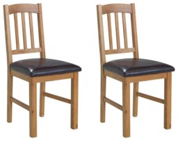 Argos Home Pair of 2 Oak Dining Chairs