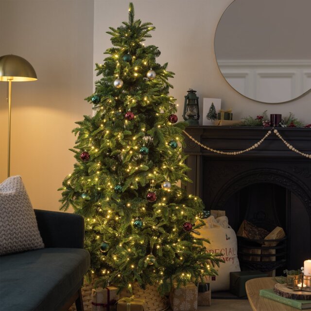Habitat 6ft Pre lit Natural Look European Fir Christmas Tree - image 1