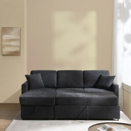 Habitat Reagan Left Hand Storage Corner Chaise Sofa Bed - Charcoal - thumbnail 2