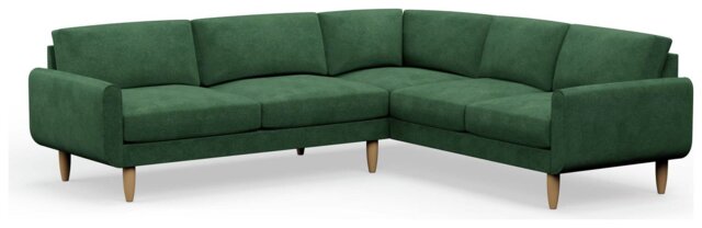 Hutch Velvet Round Arm 6 Seater Corner Sofa - Sage Green - image 1