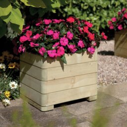 Rowlinson Marberry 50cm Square Wooden Planter - thumbnail 1