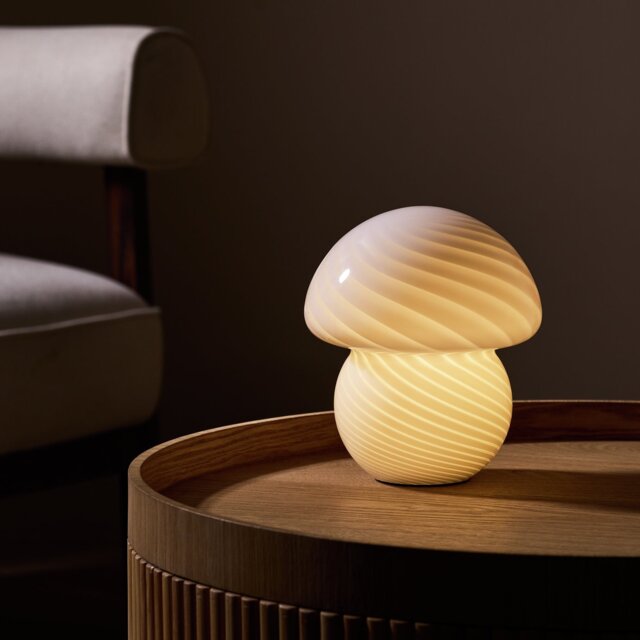 Habitat Mushroom Striped Battery Powered Table Lamp-White - image 1