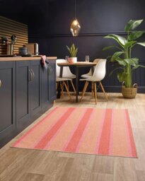 Origin Washable Stripe Pink Short Pile Rug - 120x170cm - thumbnail 1